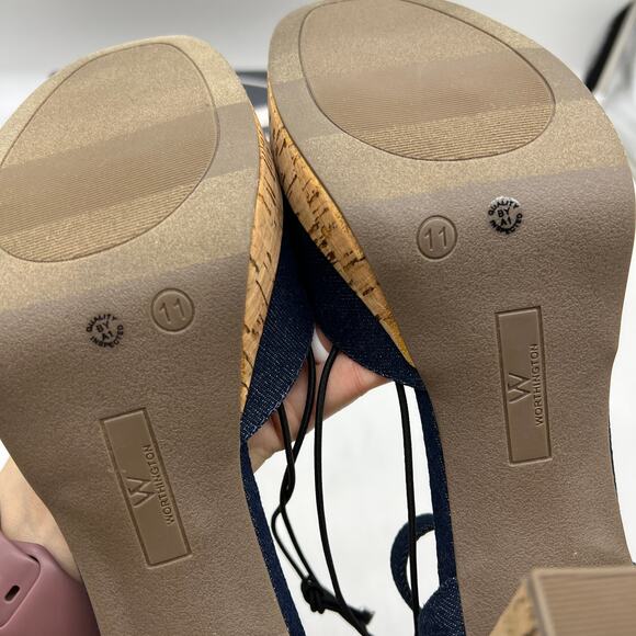 Worthington Womens Panama Block Heel Pumps Denim Size 11M - Picture 7 of 10